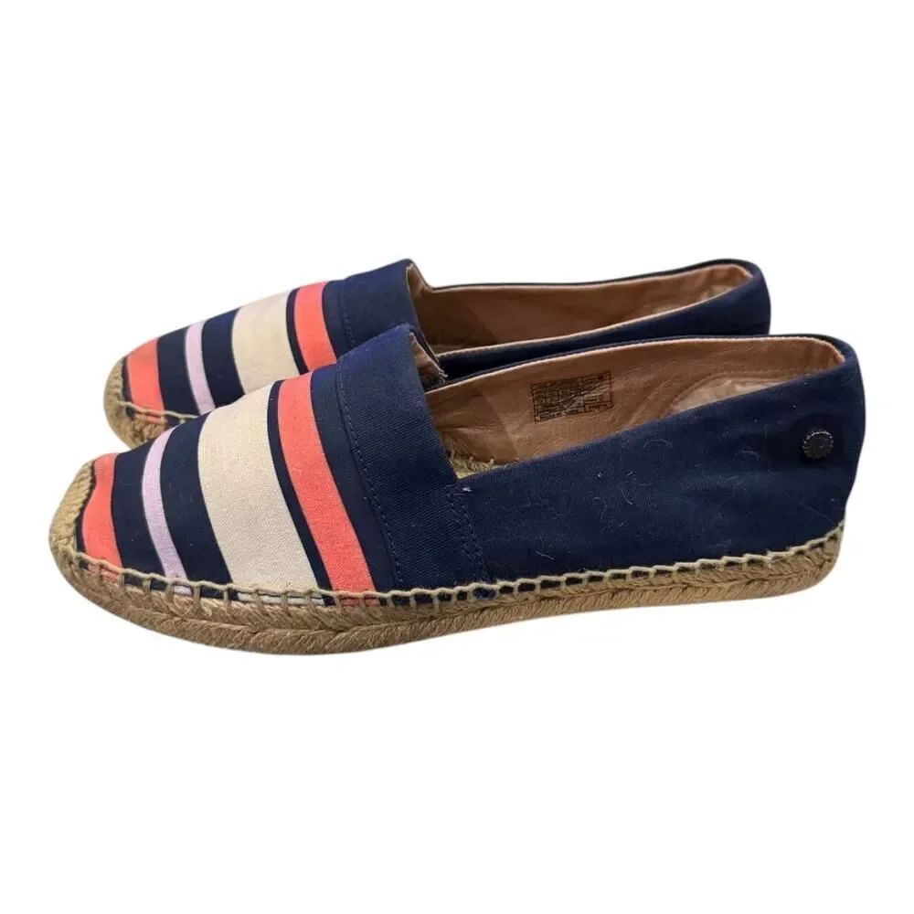 UGG RenadaโWomenโs Striped Espadrilles Flats 7.5